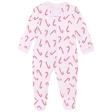 Candy Cane Zippered Footie, Pink