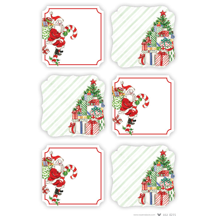 Die-Cut Sticker Sheets, Santa with Candy Canes and Christmas Presents