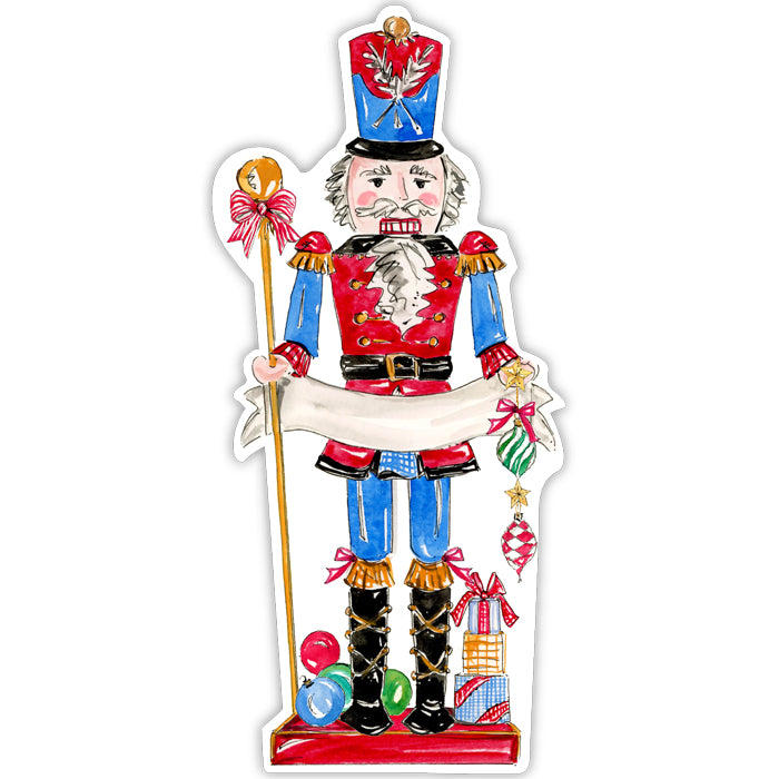 Die-Cut Accents Place Card, Red Nutcracker with Banner
