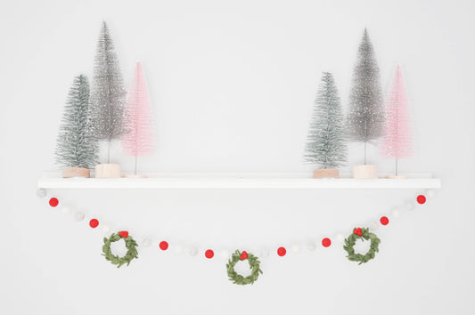 Felt Wreath Garland, Red, Oatmeal, and Ivory