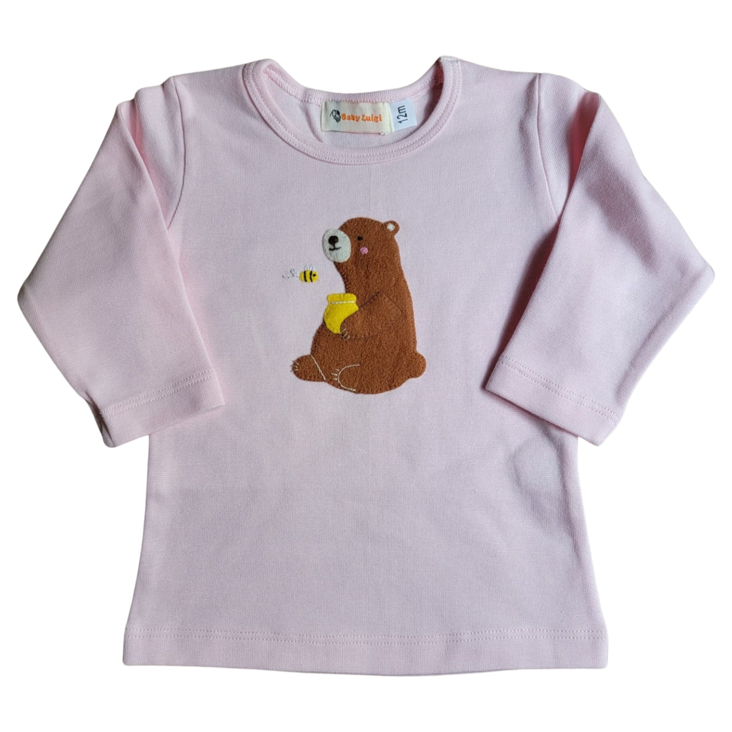 Girl's Long Sleeve Honey Bear Lt. Pink T-Shirt