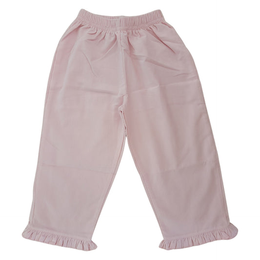 Girl's Corduroy Lt. Pink Straight Ruffle Pants