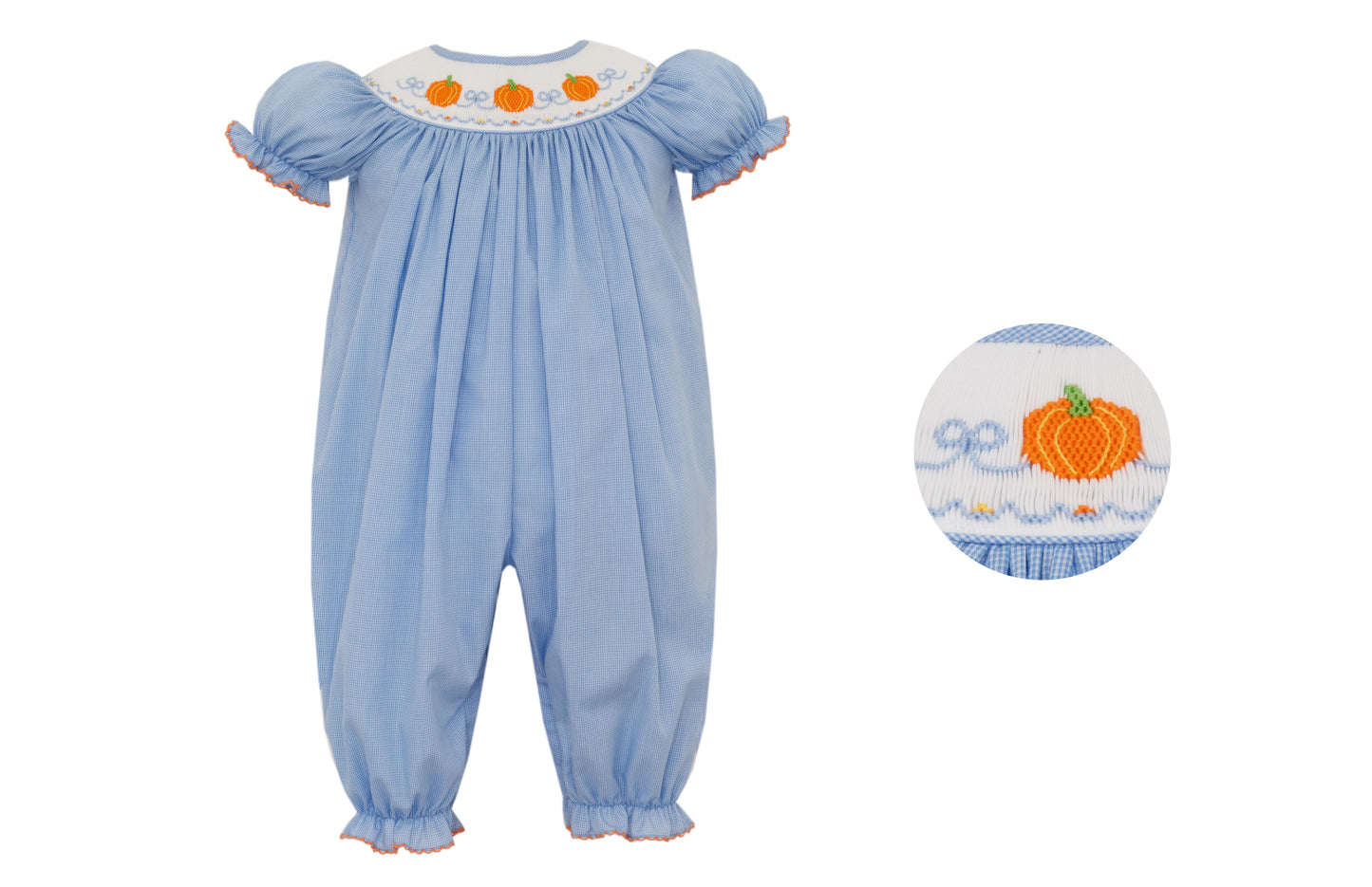 Girl's Pumpkin Microcheck Bishop Bubble