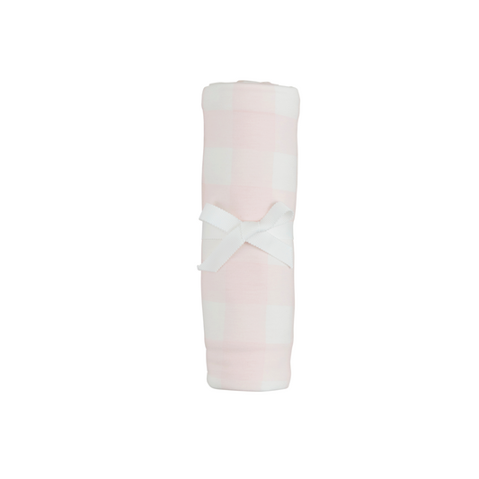 Pink Gingham Soft Knit Swaddle