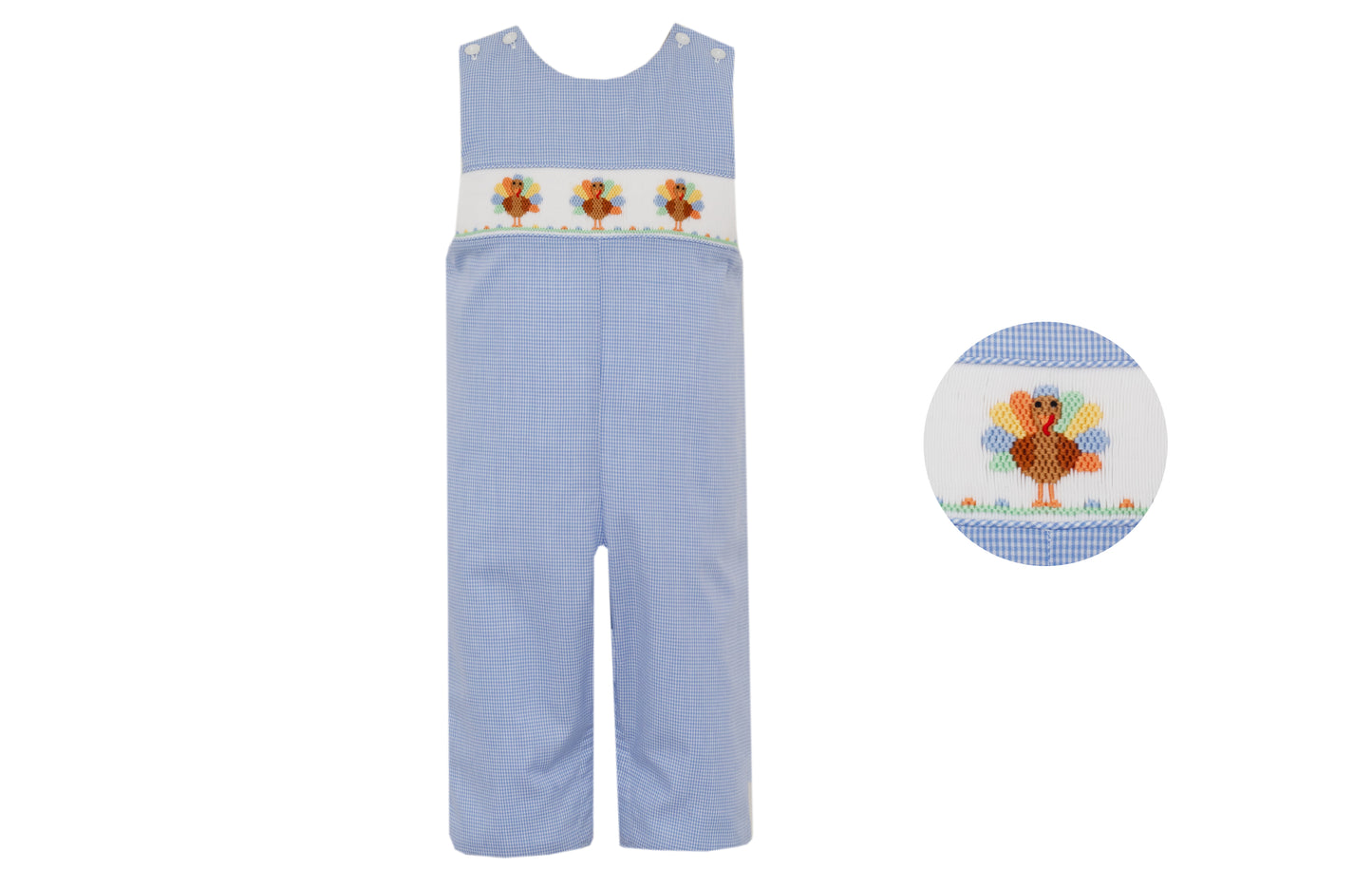 Turkey Blue Gingham Long Jon Jon