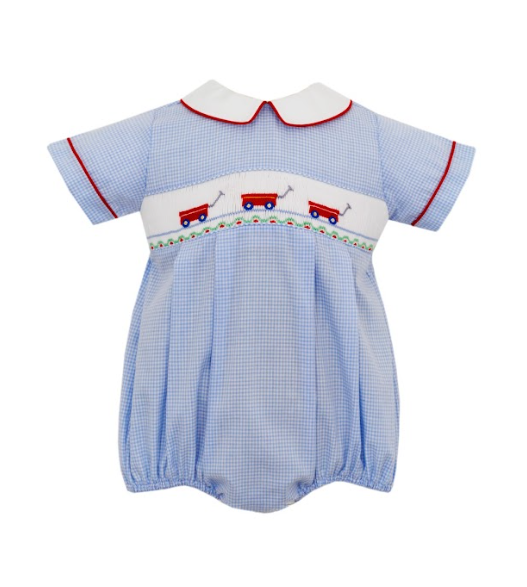 Red Wagon Smocked Blue Gingham Bubble