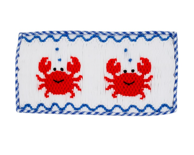 Boy's Crab Smocked Royal Blue Gingham Bloomer Set
