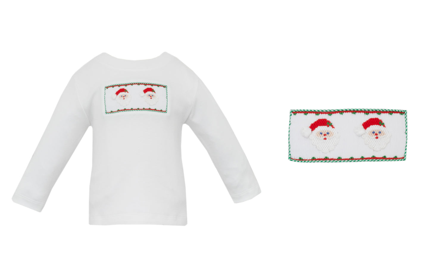 Boy's Smocked Santa White T-Shirt