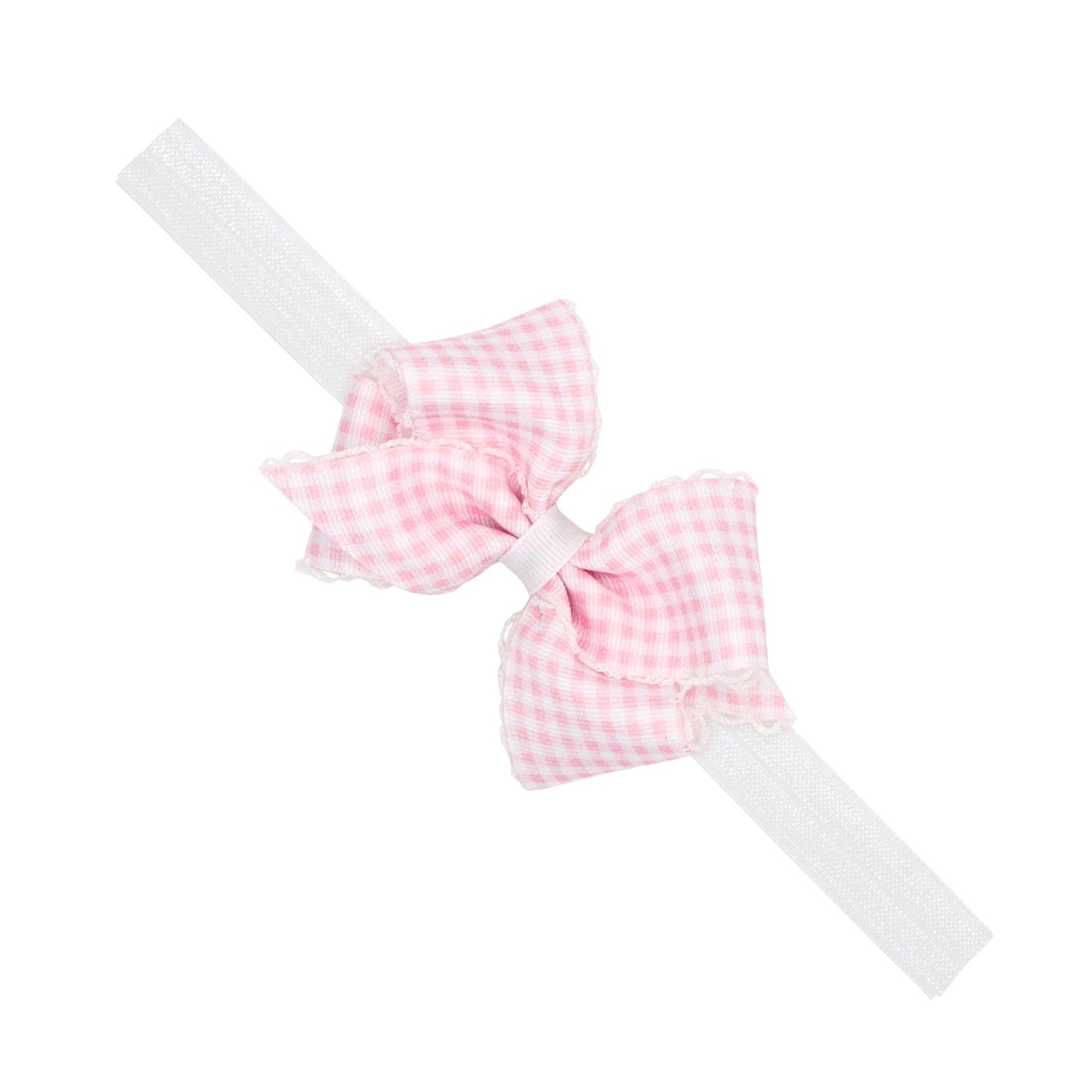Extra Small Gingham Baby Headband, Light Pink