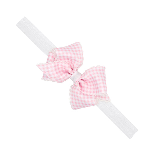 Extra Small Gingham Baby Headband, Light Pink
