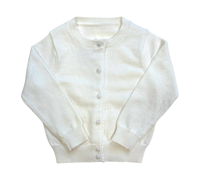 Ivory Cardigan with Ruffle Placket