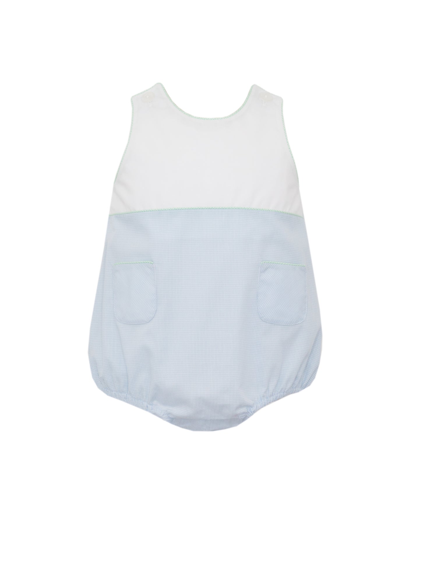 Boy's Lt. Blue Gingham & Green Trim Sun Bubble