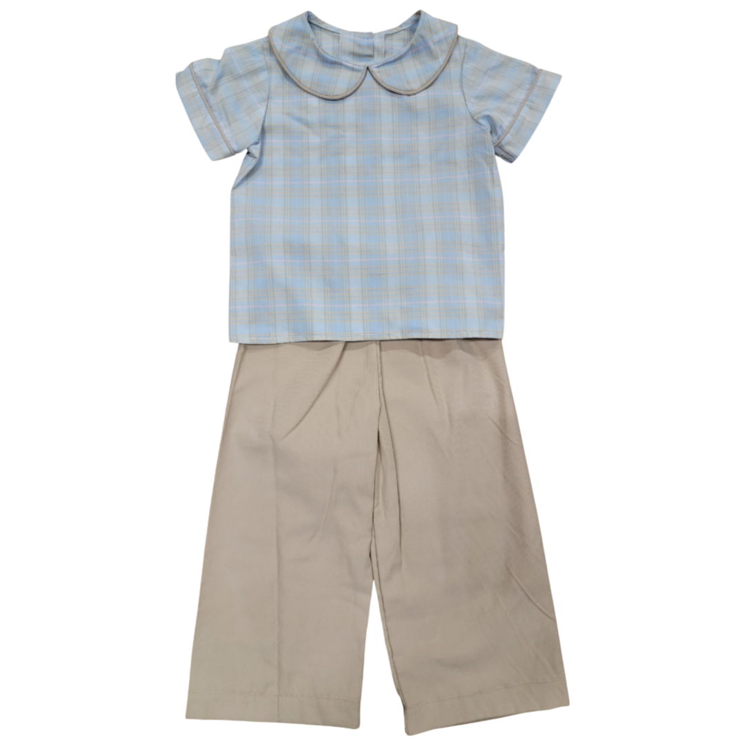 Tyler Boy Pant Set, Blue/Pink Plaid