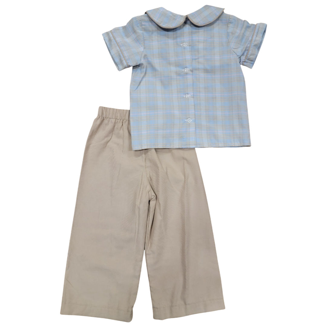 Tyler Boy Pant Set, Blue/Pink Plaid