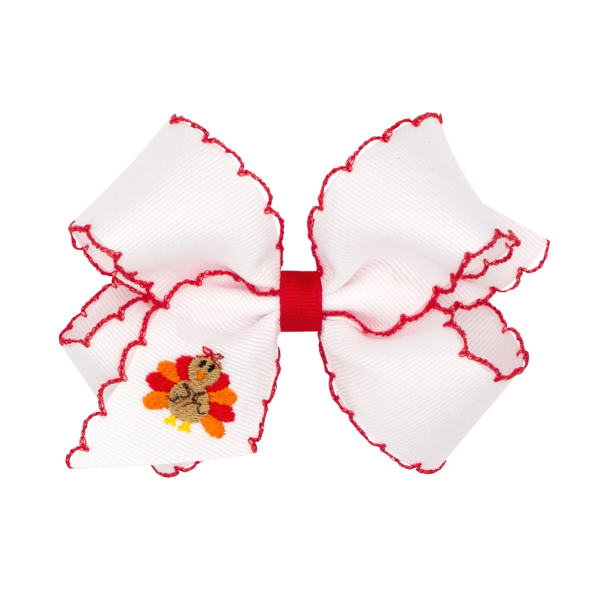 Embroidered Turkey Hair Bow