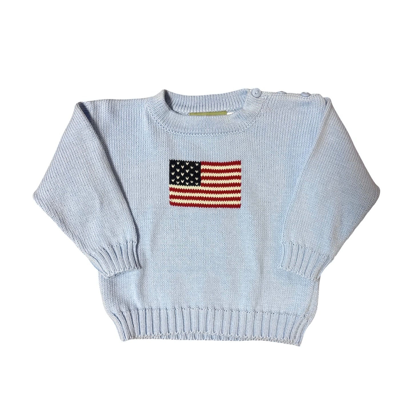 Boy's Antique Flag Sky Blue Crew Neck Sweater