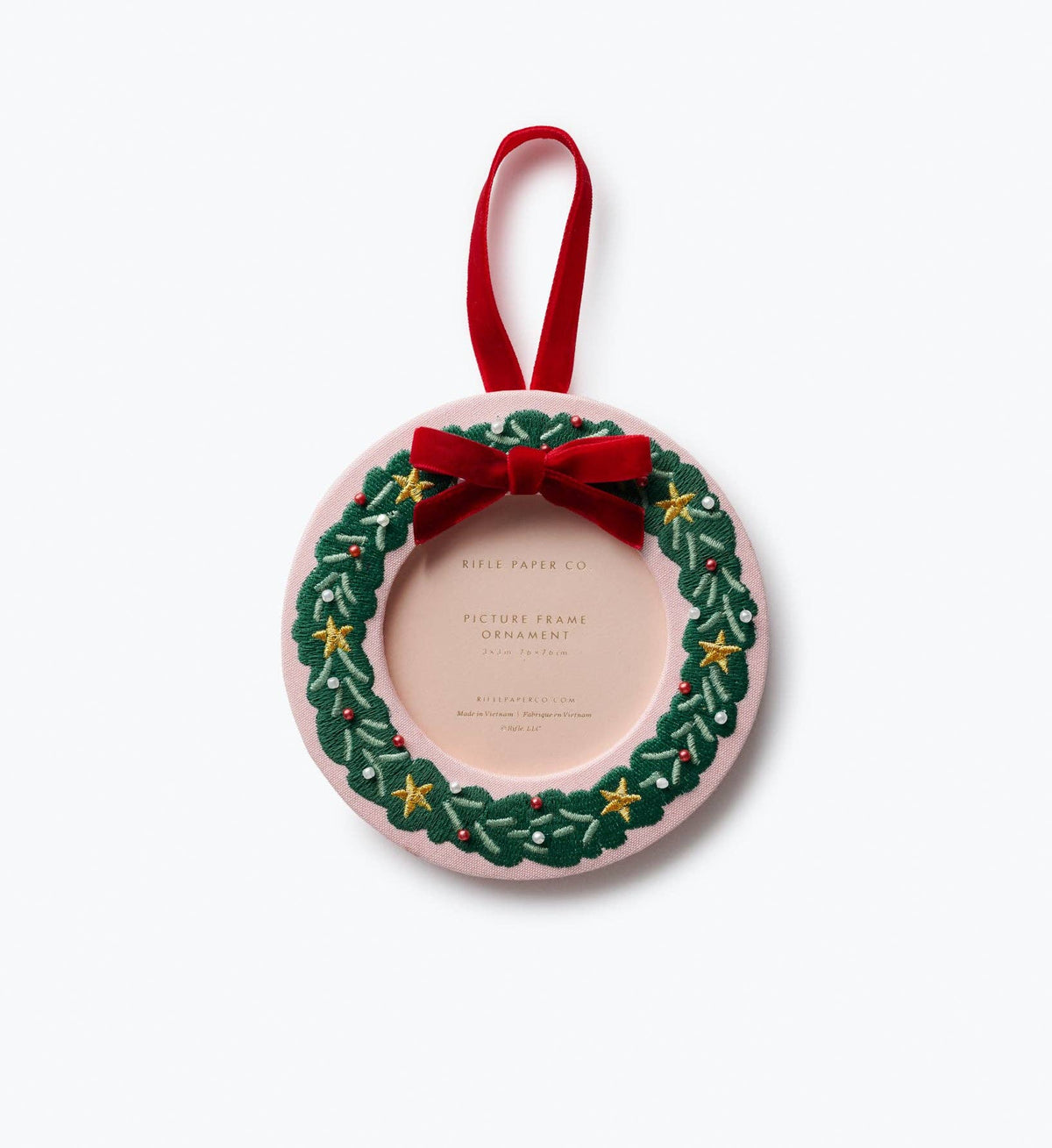 Christmas Wreath Embroidered Frame Ornament