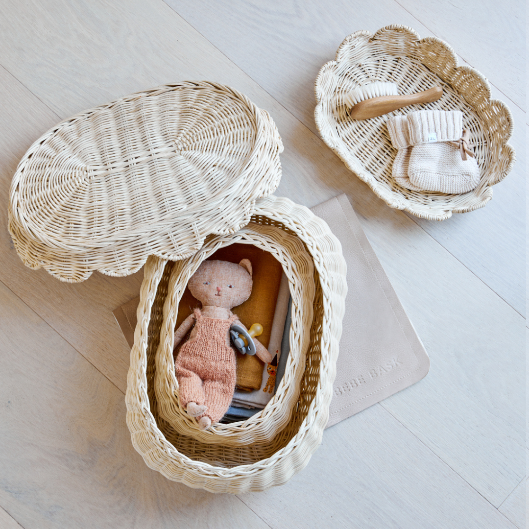Rattan Scallop Basket Set
