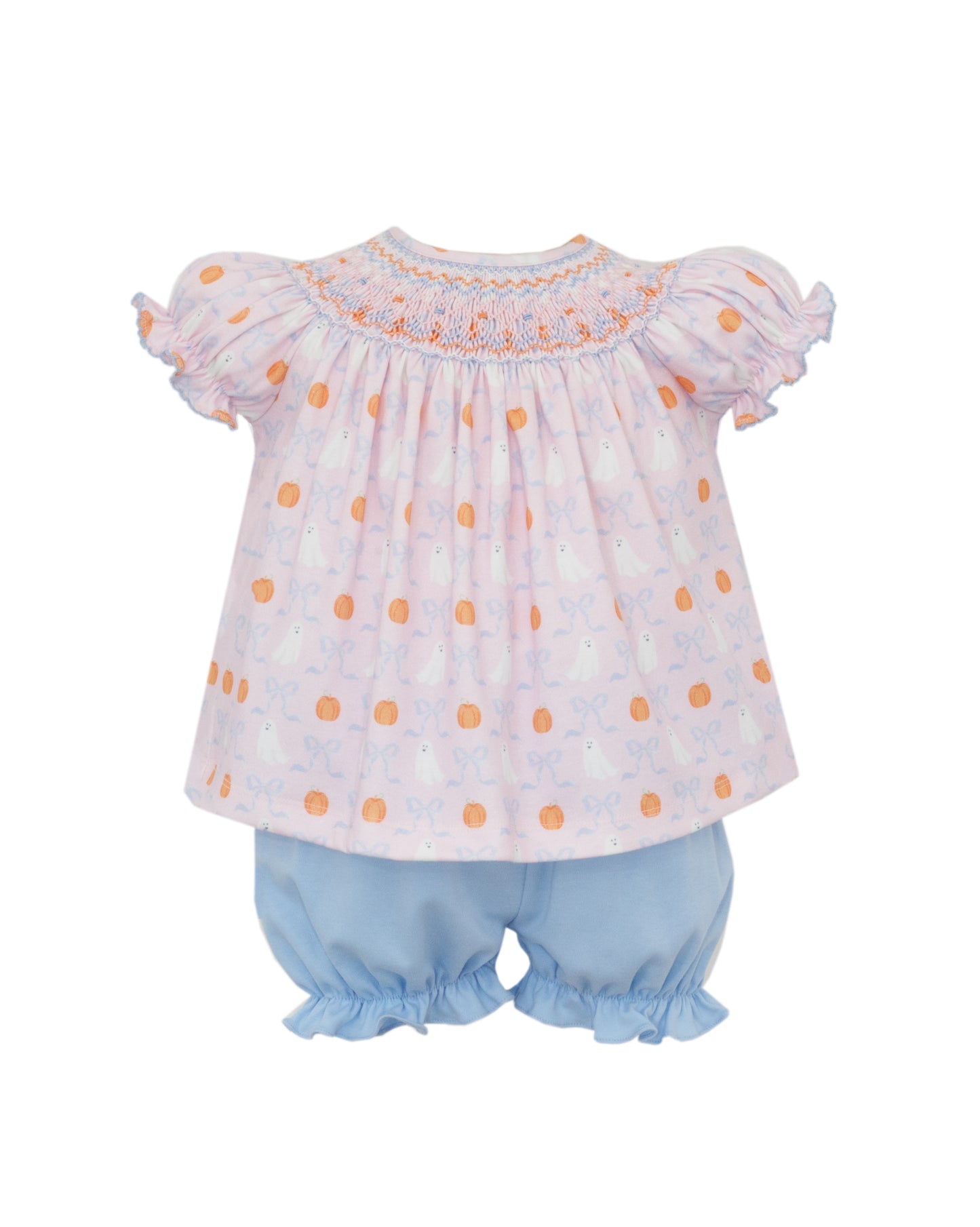 Ghost Knit Print Pink & Blue Bishop Bloomer Set