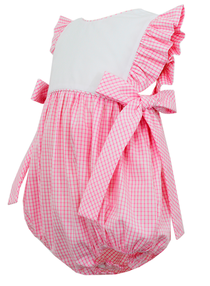 Pink Check Sleeveless Bubble with Side Ties