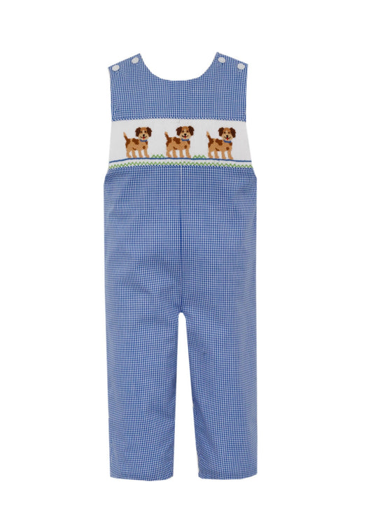Puppies Royal Blue Gingham Boy's Long John John