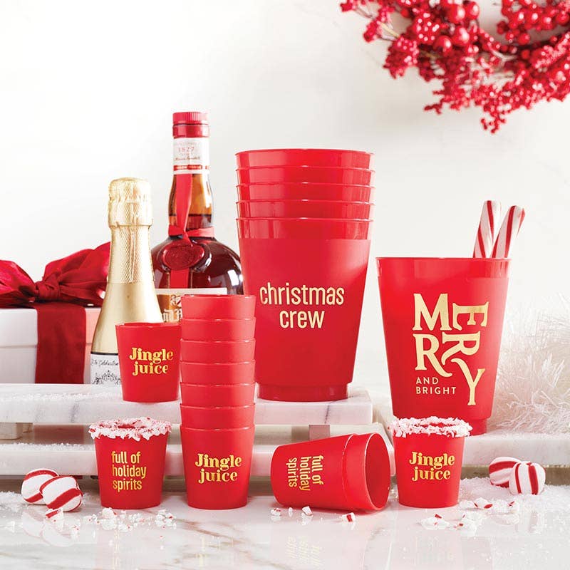 Set of 6 Frosted Cups, Christmas Crew