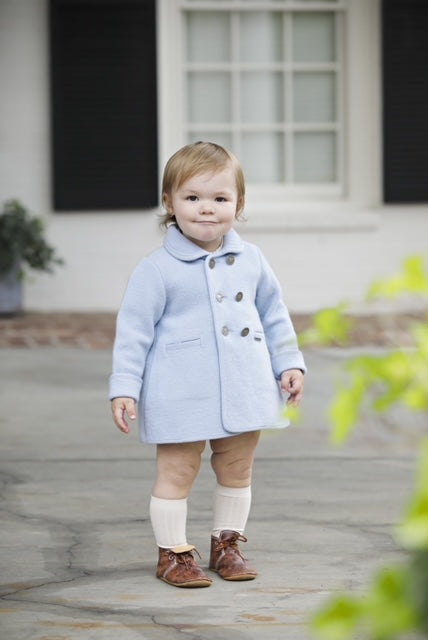 Light Blue Unisex Double Breasted Wool Coat