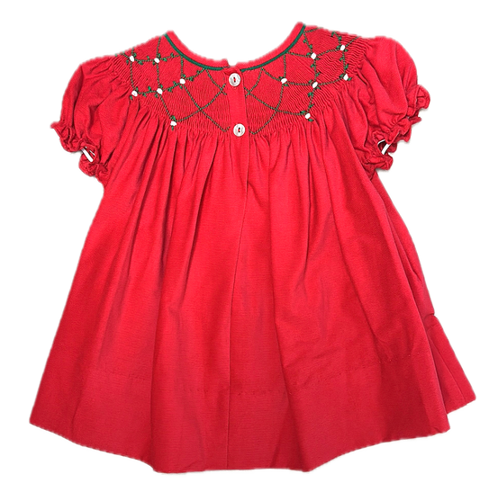Red Corduroy Smocked Bishop Christmas Classic