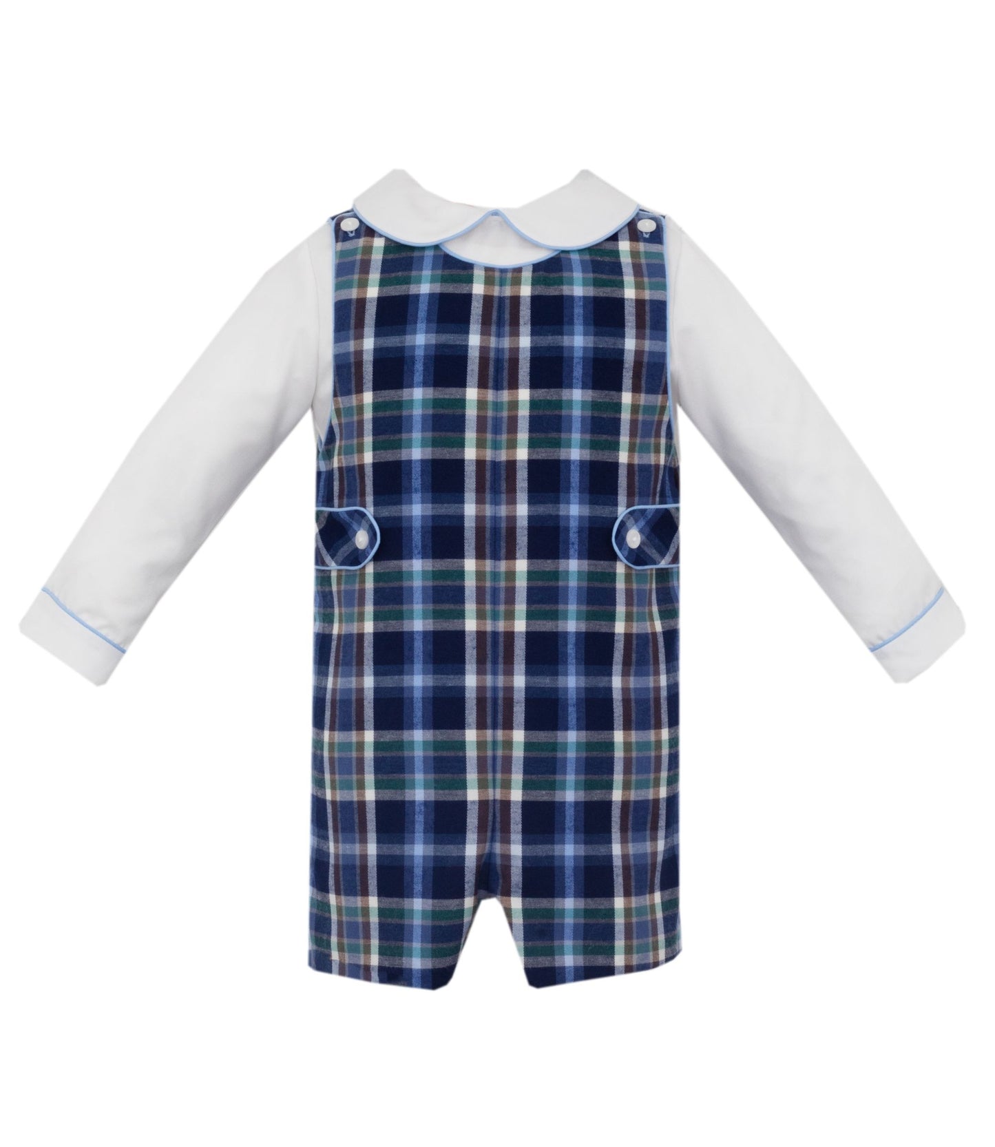 Lucas Blue & Brown Plaid Boy's Jon Jon Set