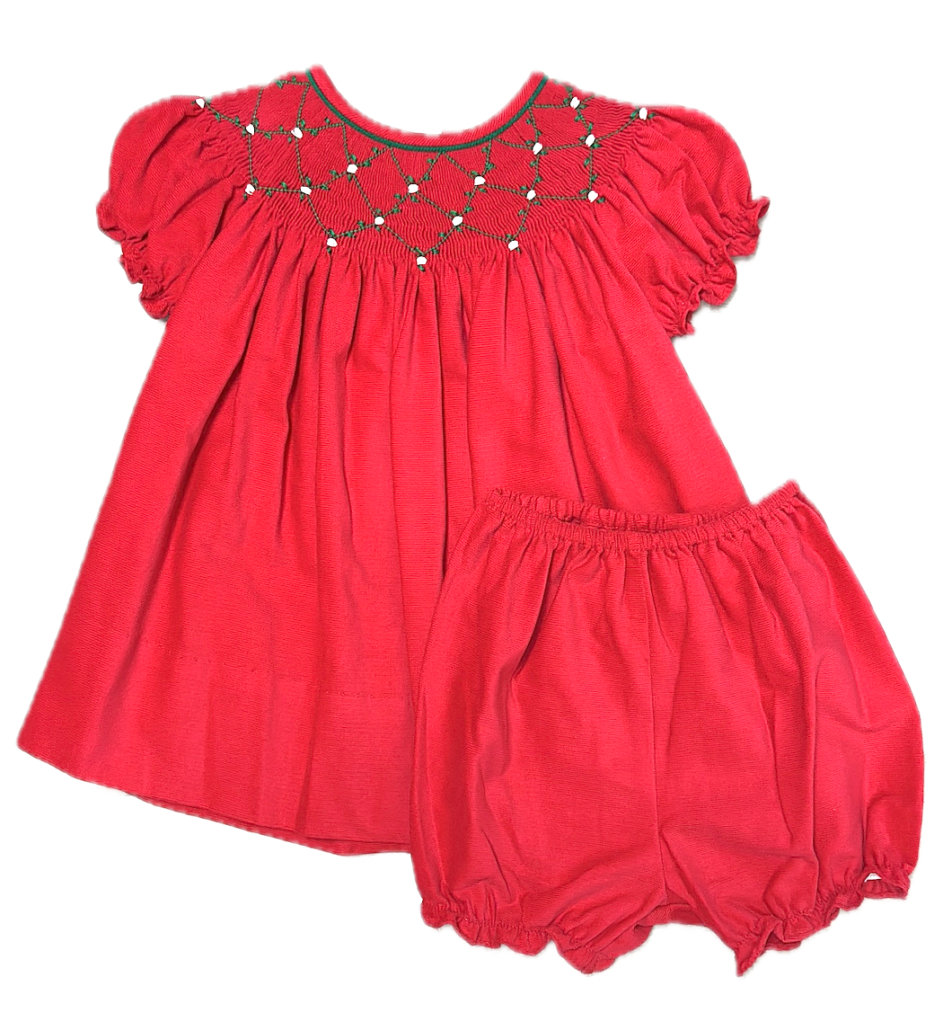 Red Corduroy Smocked Bishop Christmas Classic