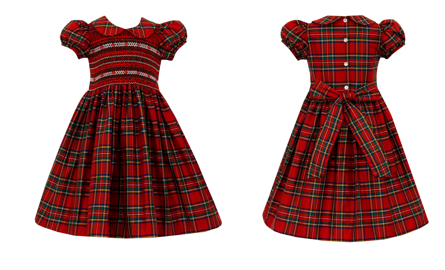Girl Gianna Silk Smocked Red Plaid Dress