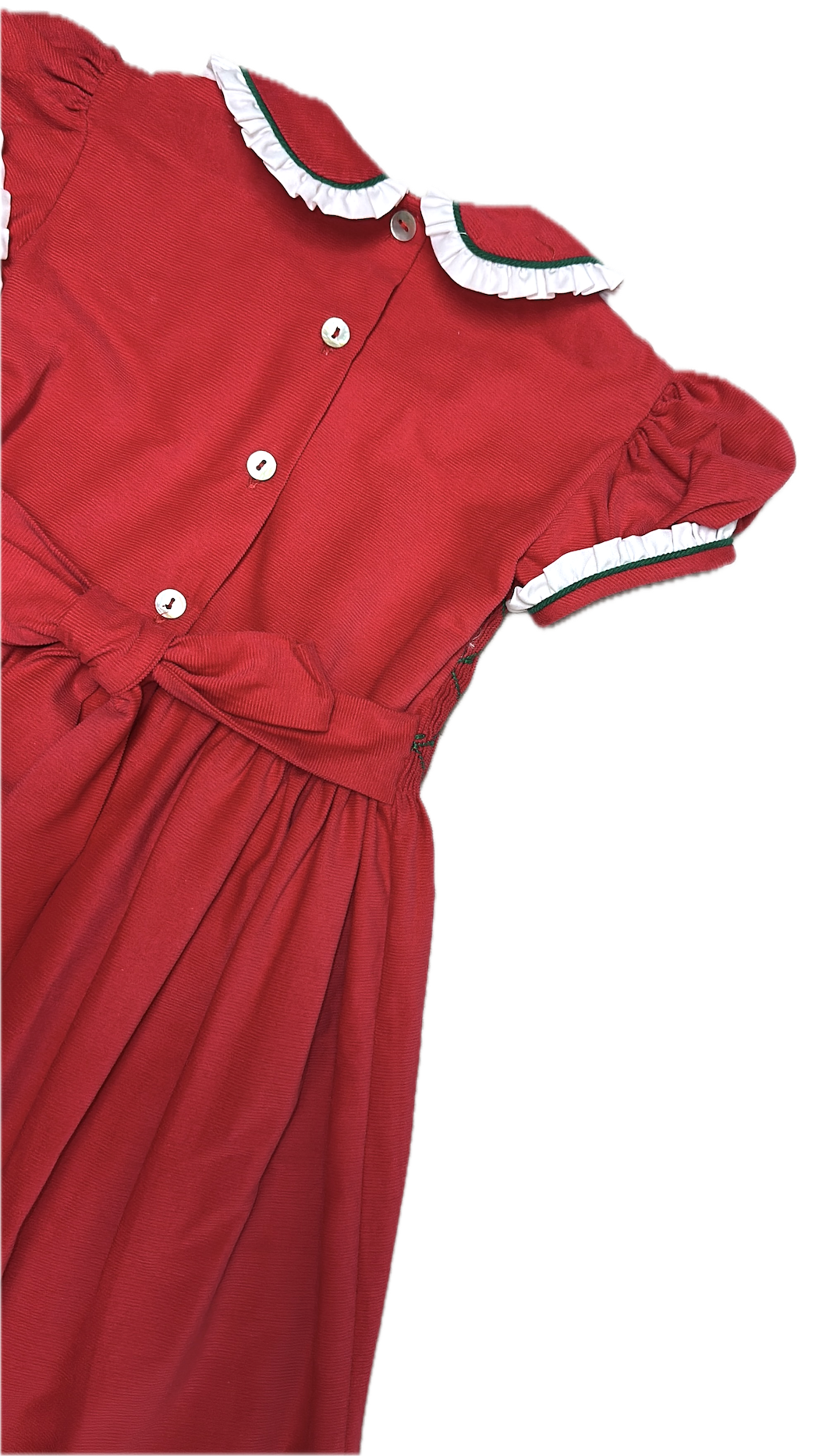Red Corduroy Smocked Christmas Dress