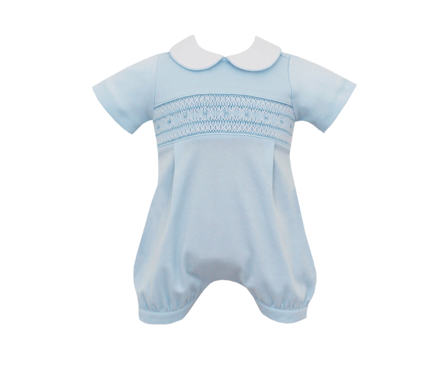 Lucas Smocked Blue Knit Romper