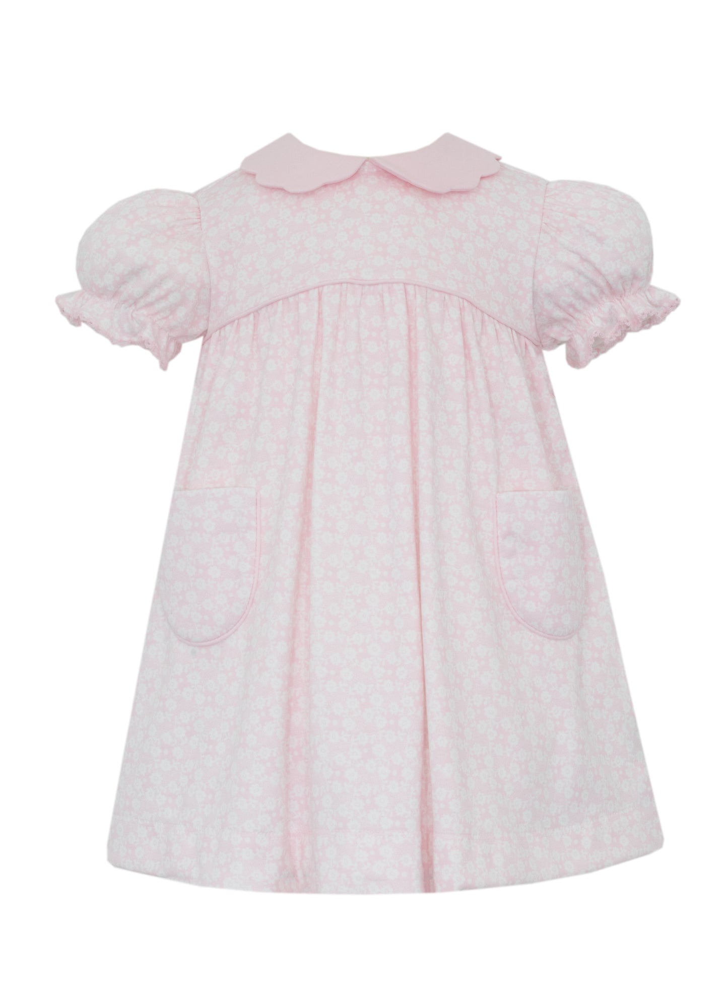 Knit Floral Float Dress with Scalloped Collar