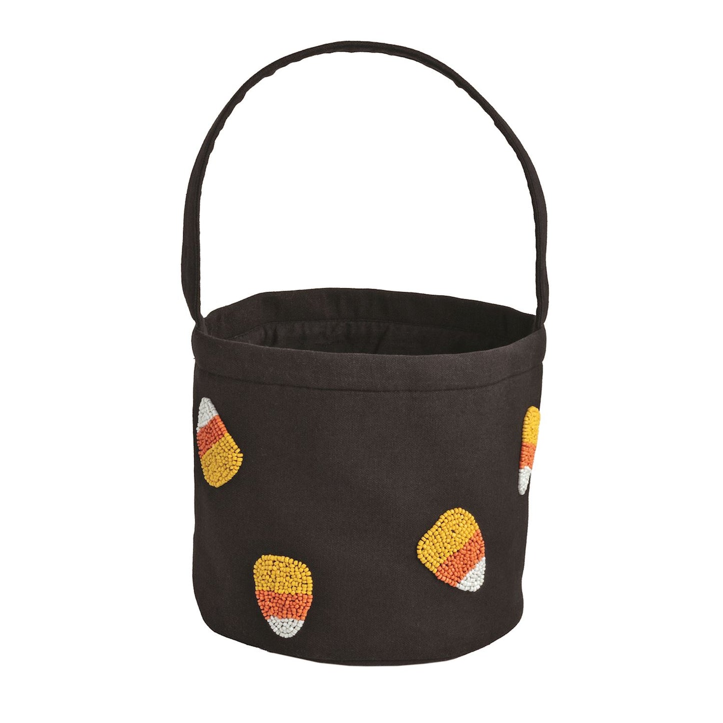 Candy Corn Black Beaded Halloween Bucket