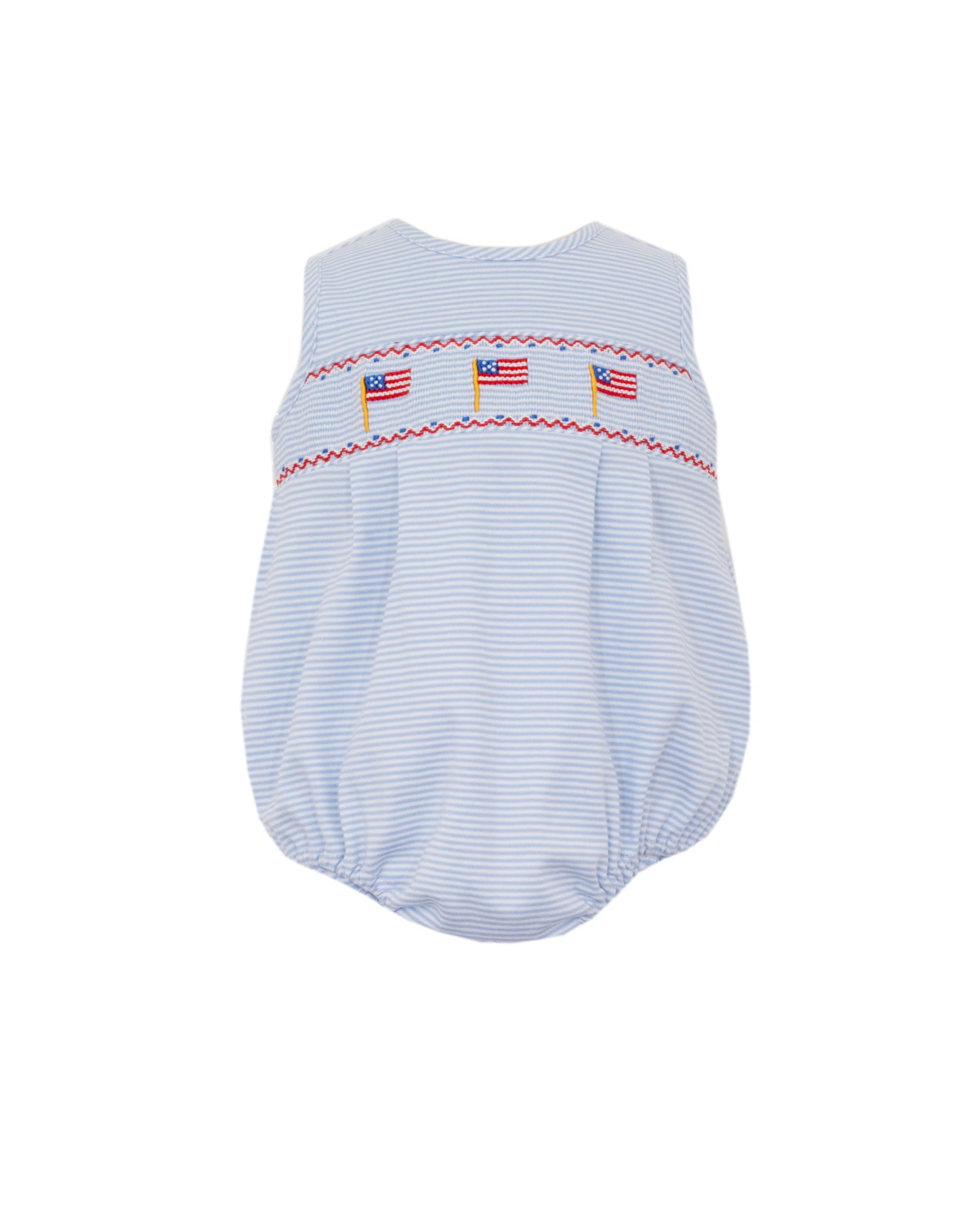 Boy's Flags Smocked Light Blue Stripe Knit Sun Bubble