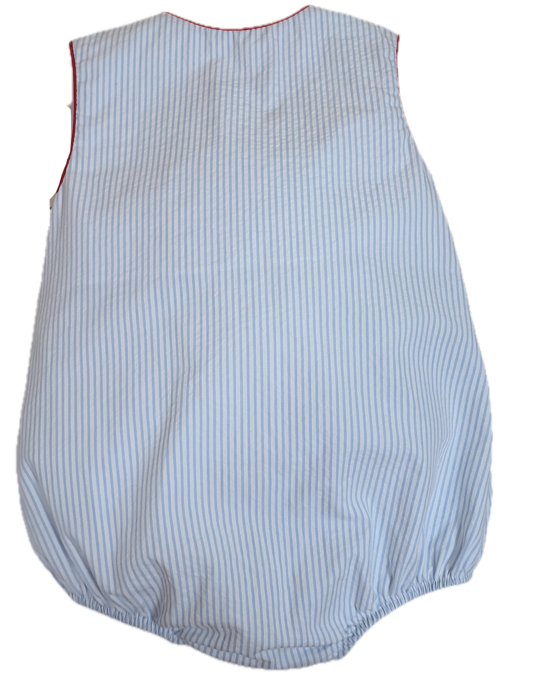 Boy's Sailboat Applique Blue Seersucker Bubble