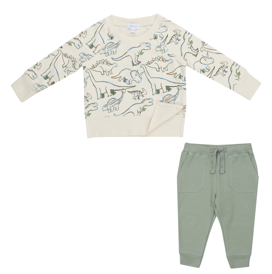Raglan Sweatshirt Set, French Terry Artsy Dinos