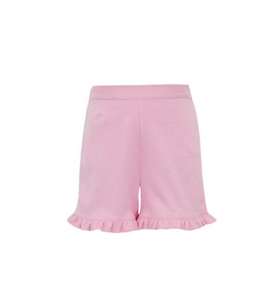 Girl's Pink Knit Ruffle Shorts