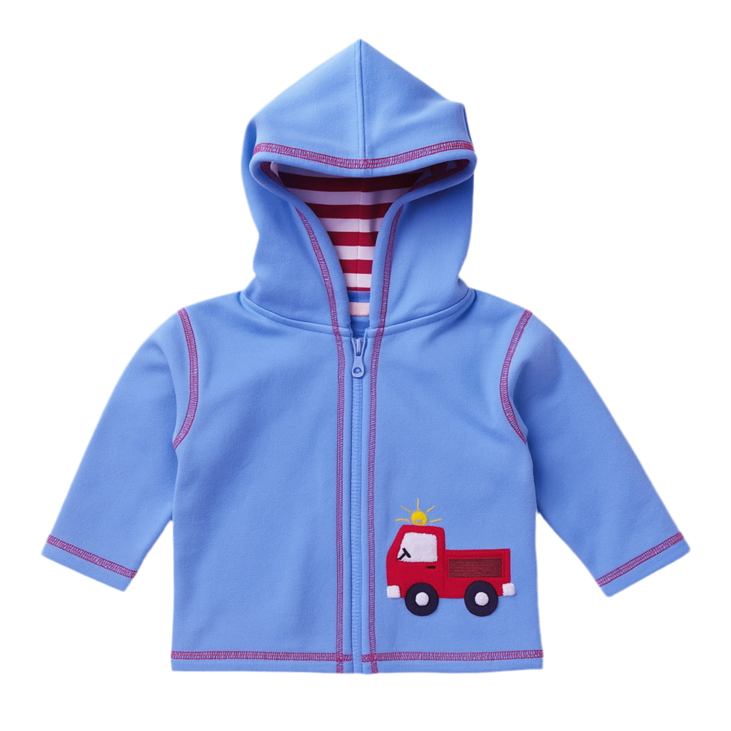 Zip Hoodie with Fire Truck Applique