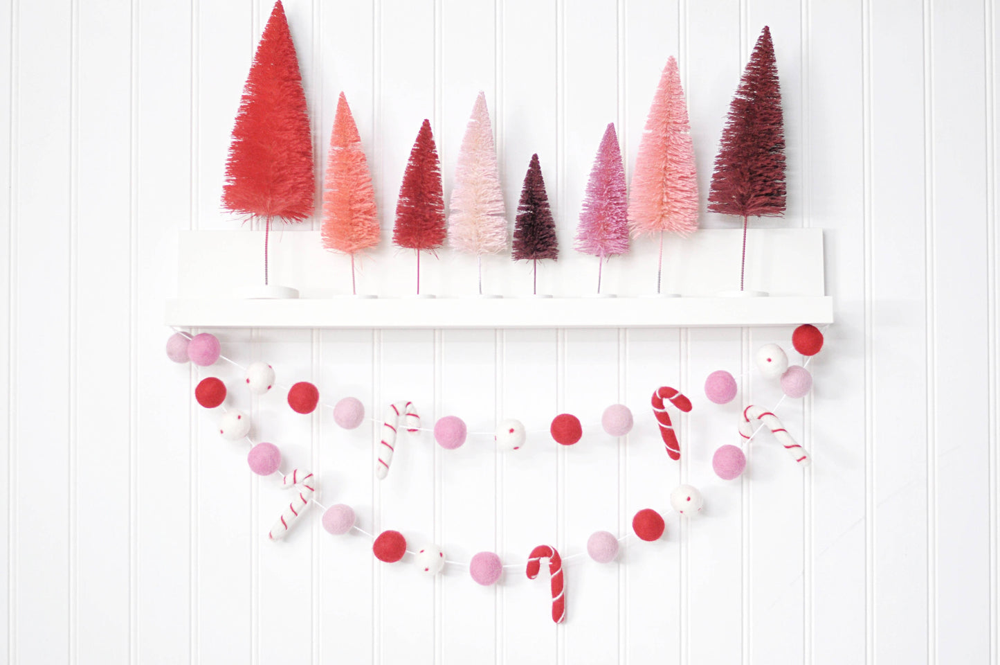 Pink and Red Felt Candy Cane Garland
