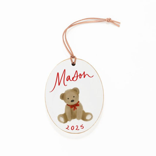 Ornament, Teddy Bear with Red Bow