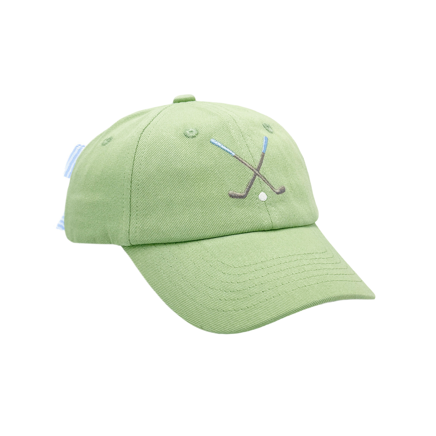 Kids Baseball Hat, Green Golf Clubs with Bow
