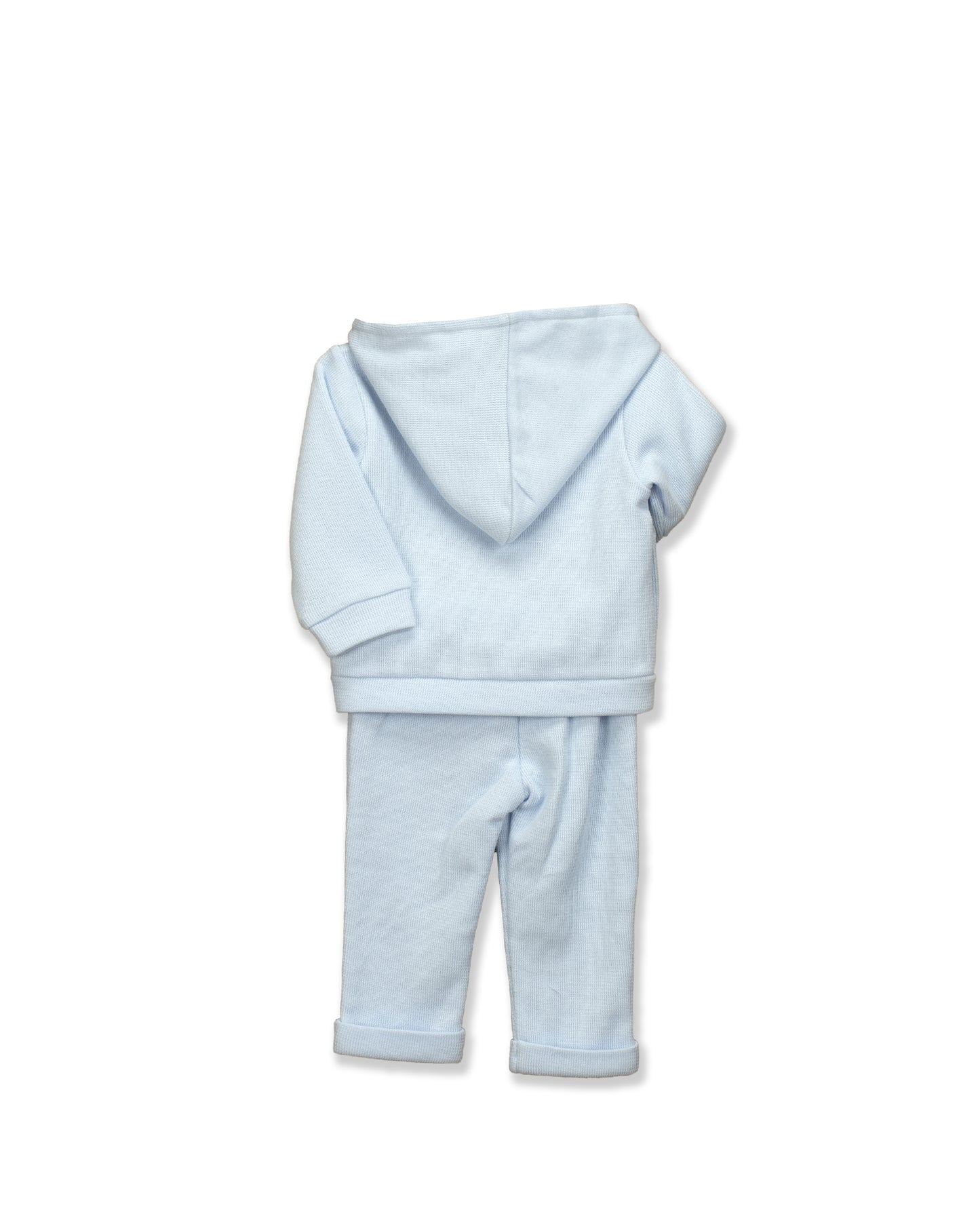 Blue Long Sleeve Seersucker Trim Pant Set
