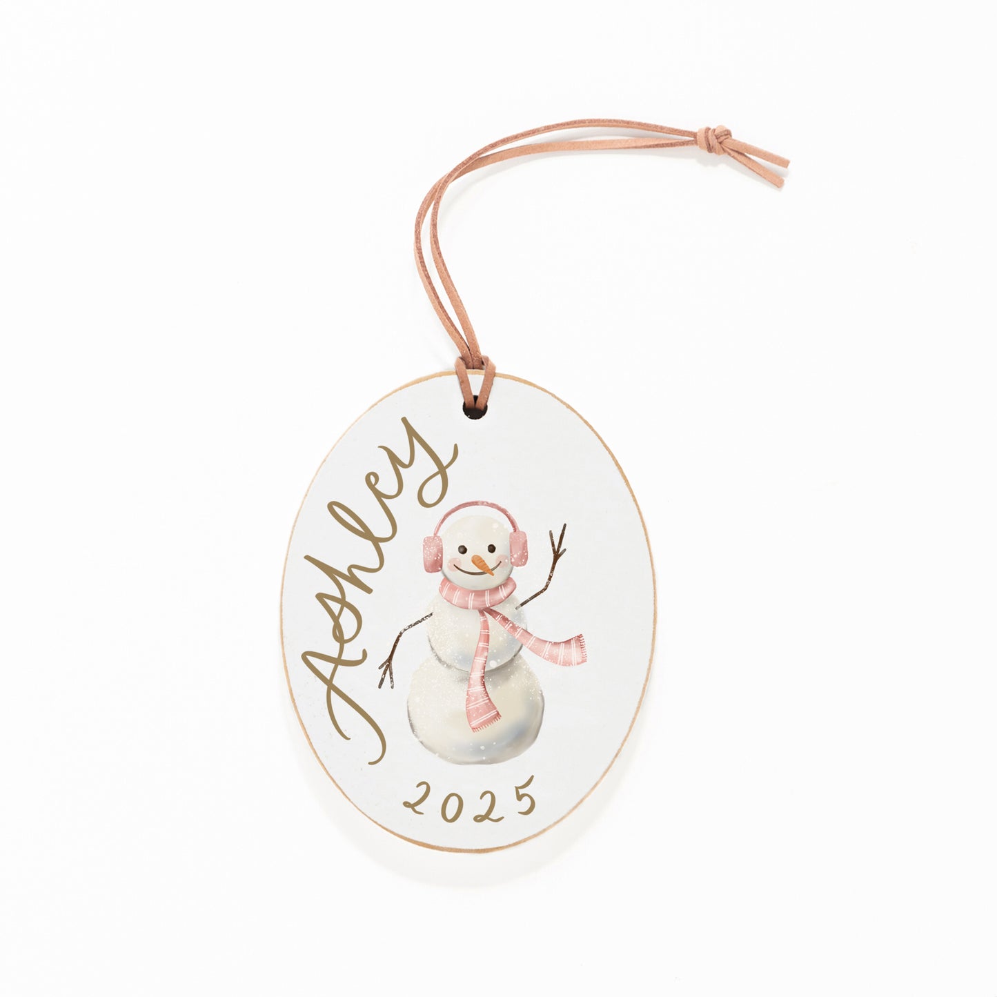 Ornament, Snowman with Pink Scarf