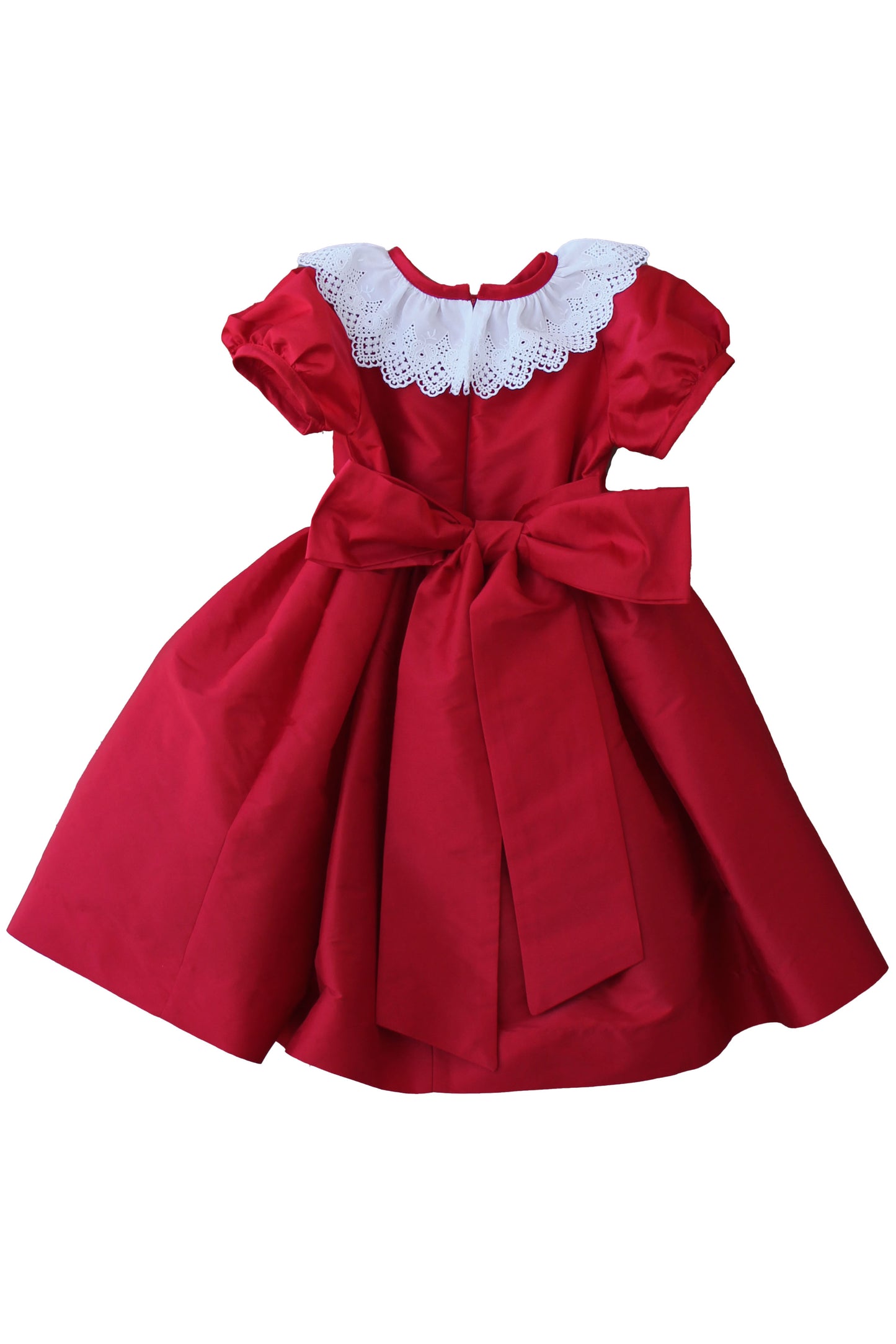 Red Taffeta Lace Collar Dress