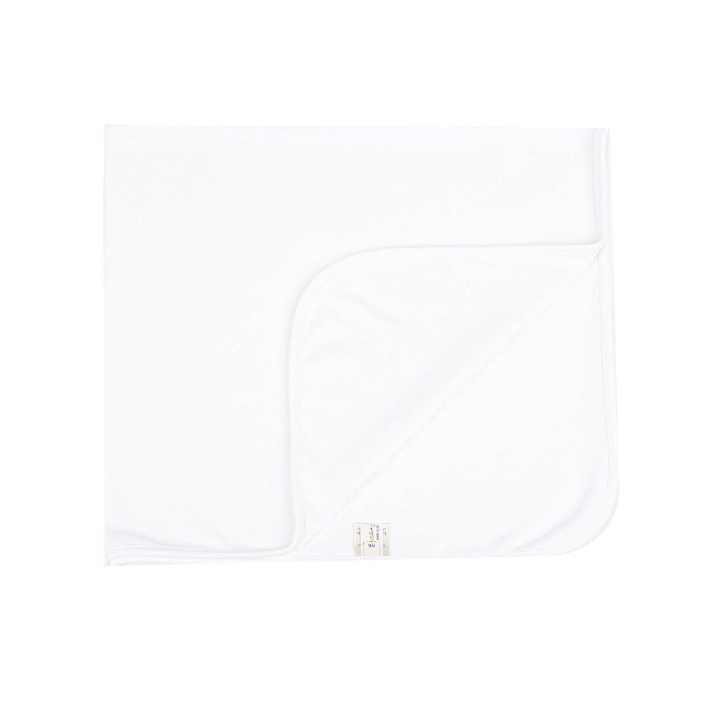 Hello! Receiving Blanket, White with Blue