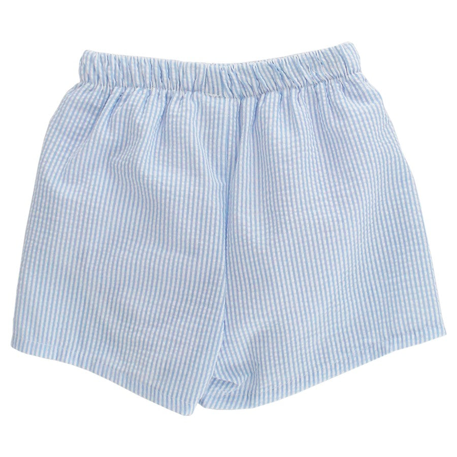 Light Blue Seersucker Stripe Swim Trunks