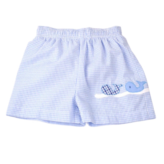 Whales Blue Gingham Swim Trunks 2025