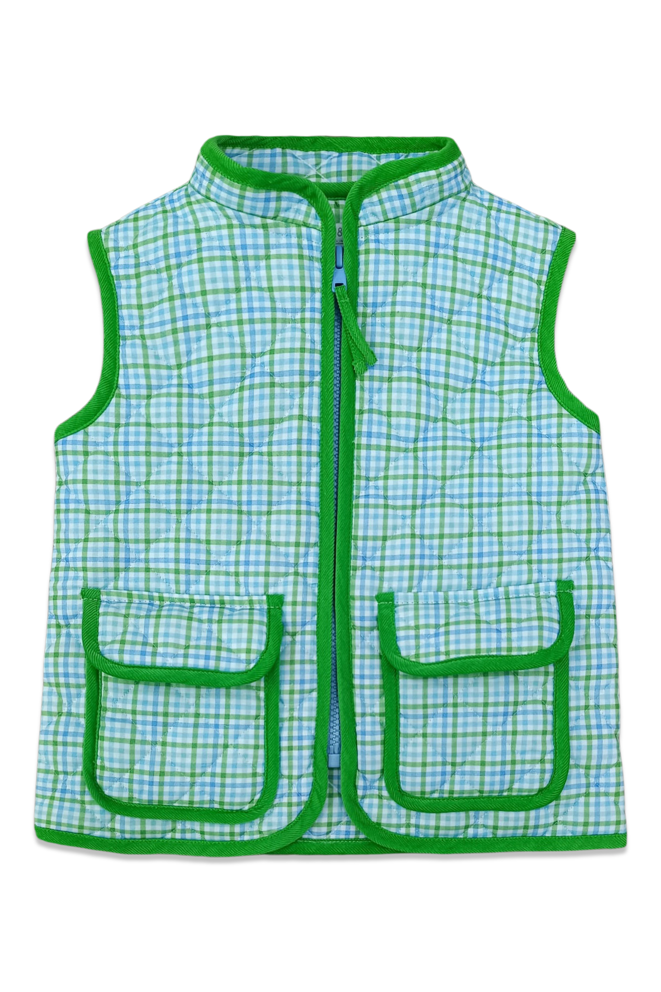 Foster Vest, Blue & Green Plaid